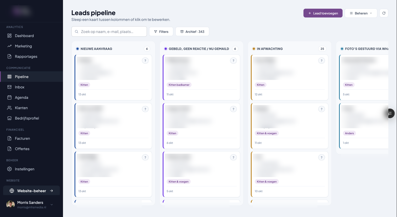 Leads pipeline op de achtergrond