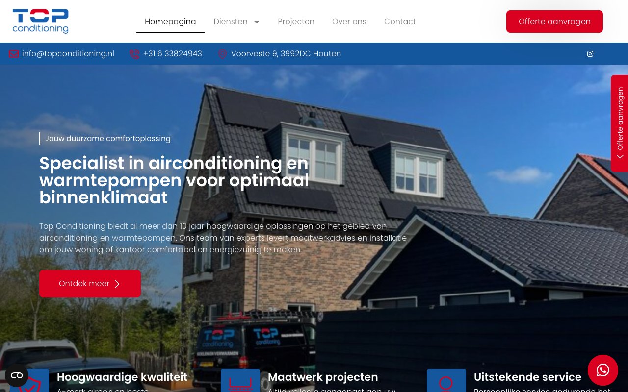 Een website die we bouwden voor Top Conditioning